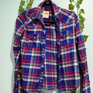 Multicolor Plaid button down Hollister shirt